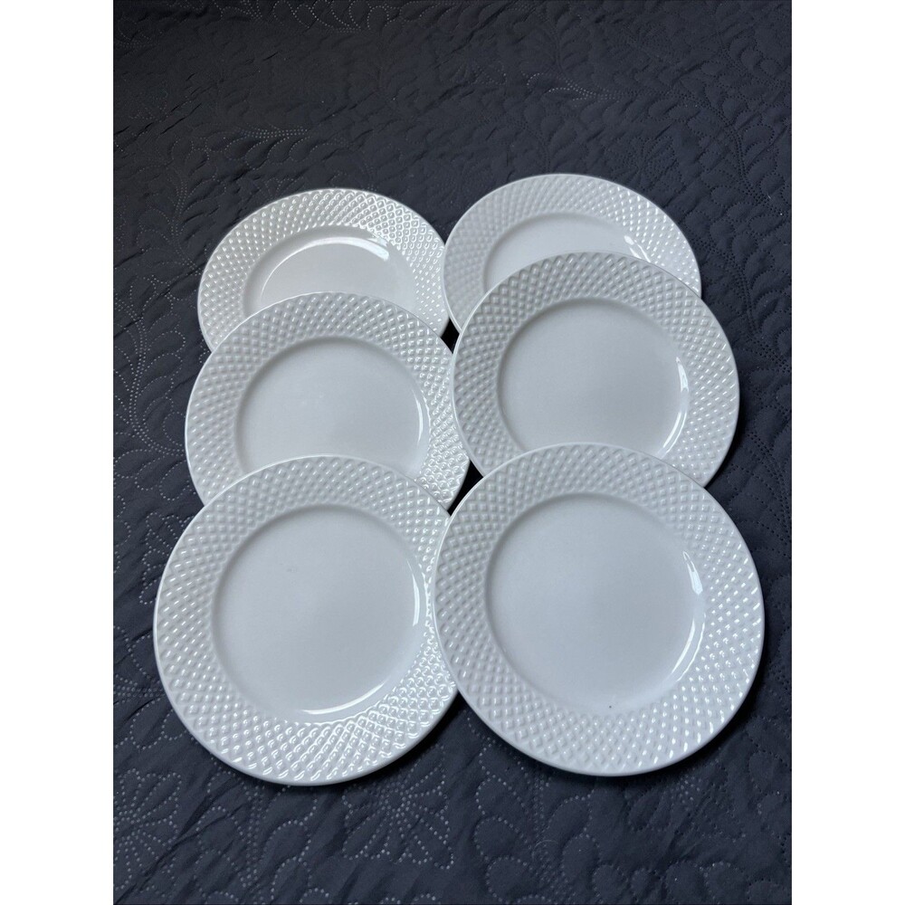 Denmark Tools For Cooks AMELIA White Salad/Snack Plates 6.25" Sides 6pc Set Home
